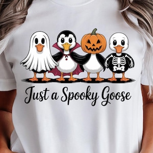 Just a Spooky Goose PNG | Cute Horror Goose PNG | Funny Halloween Goose PNG | Goose in Halloween Costumes Sublimation