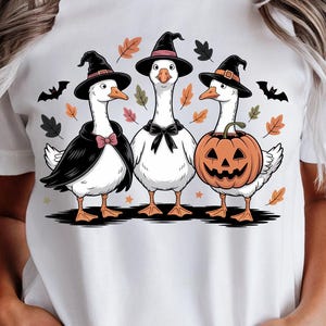 Funny Halloween Duck PNG | Witch Ghost Pumpkin Animal Clipart | Cute Goose Sublimation Design | Skeleton Goose Autumn PNG