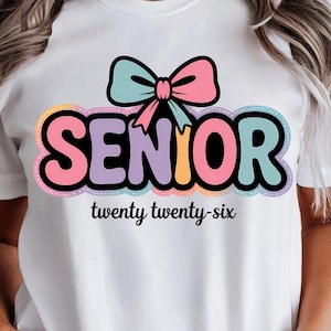 Coquette Senior 2026 PNG | Class of 2026 PNG | Pink Girly Graduation PNG | Preppy Senior Shirt Design | Senior Mom Sublimation