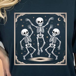 Halloween PNG Dancing Skeletons | Spooky Season Shirt Design | Retro Skeleton Sublimation PNG | Halloween Clipart Shirt PNG