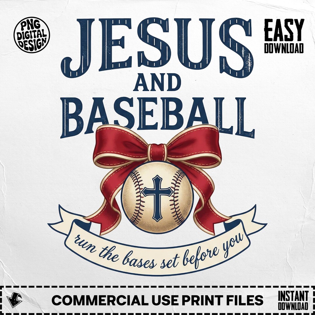 Jesus and Baseball PNG Digital Download, Christian Faith Design ...