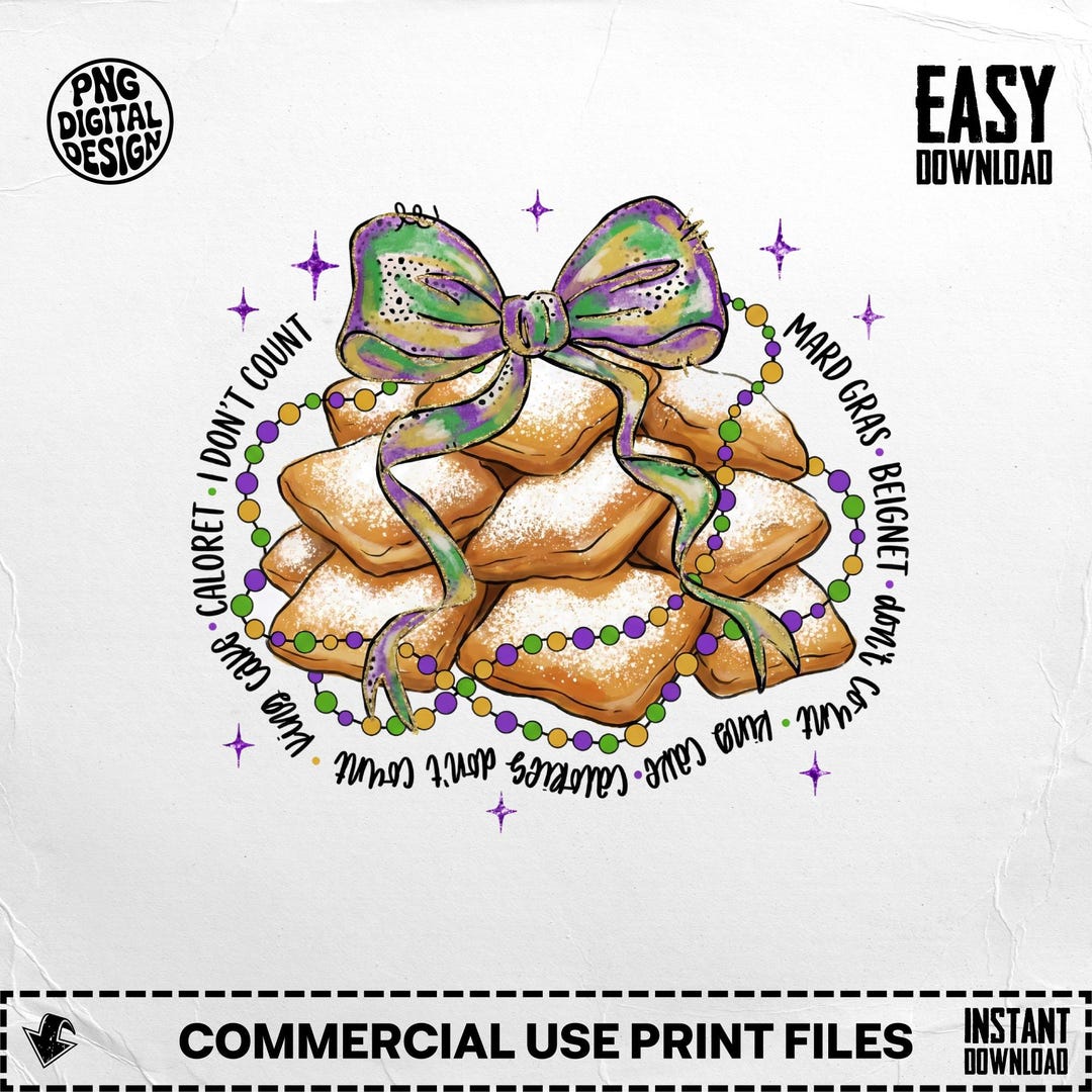 Mardi Gras Beignet PNG, Digital Download, Louisiana Design, Carnival ...
