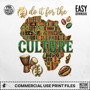 Hazlo por la cultura Diseño digital PNG, Mapa de África Impresión Kente, Arte de la herencia negra, Juneteenth, Regalo BHM