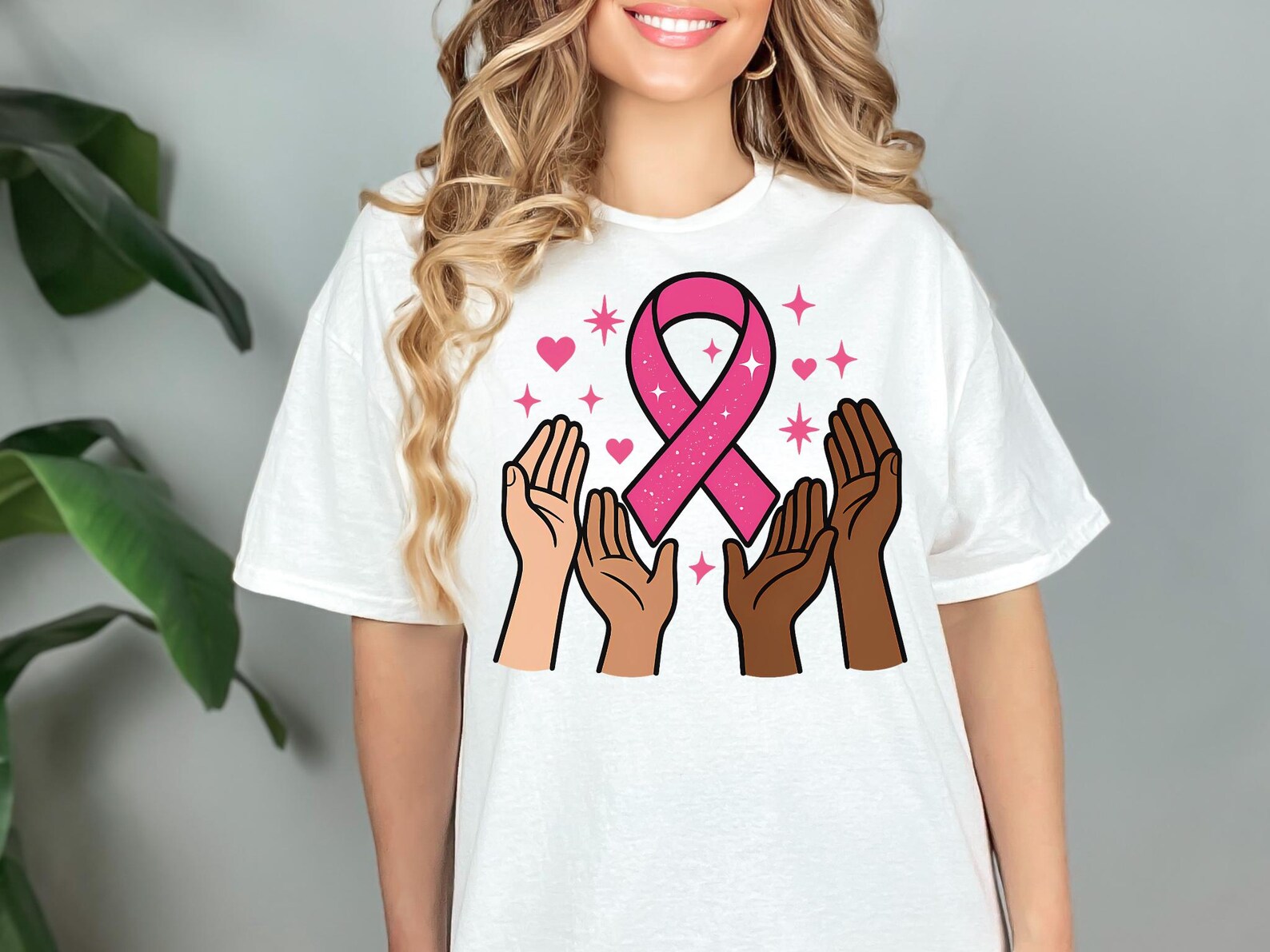 Breast Cancer Awareness Hands PNG | Pink Ribbon Unity Sublimation ...