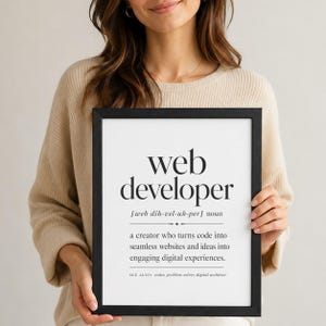 "Web developer" definition print with description and related terms.