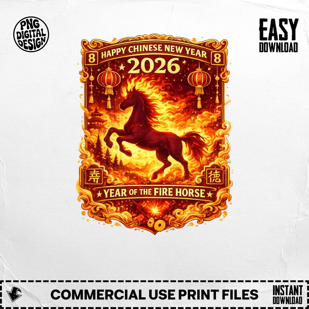 Year of the Fire Horse PNG, 2026 Chinese New Year Digital Art, Lunar ...