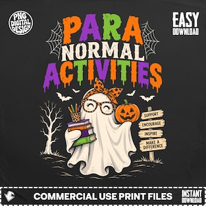 Illustration PNG d'Halloween pour assistants d'éducation, clipart de sublimation pour activités para-normales, fichier numérique à télécharger pour l'automne avec un adorable fantôme d'enseignant