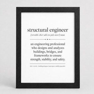 Framed definition of "structural engineer" with phonetic spelling.