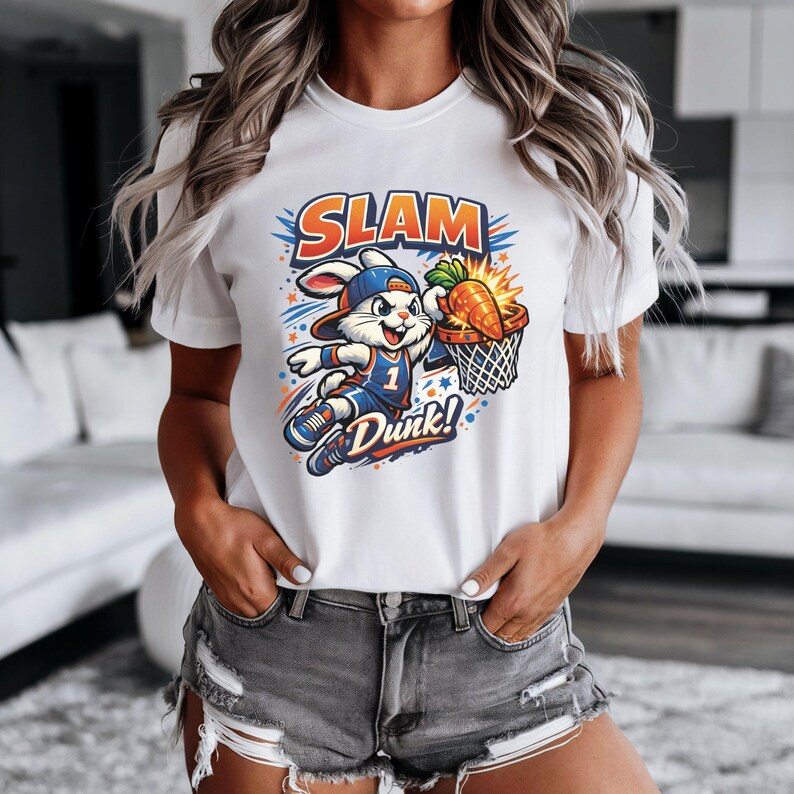 Slam Rabbit Bunny Slam Dunk PNG, Rabbit Basketball Digital Art, Cartoon Design, T ...