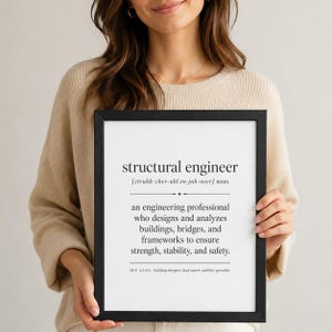 Framed print with "structural engineer" definition and related terms.