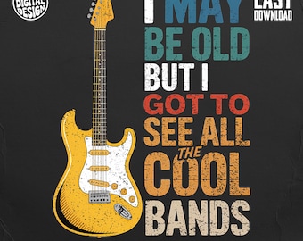 Guitar Cool Bands PNG, Music Lover Digital Download, Funny Saying Design, Rock n Roll Clipart, Commercial Use, Transparent Background