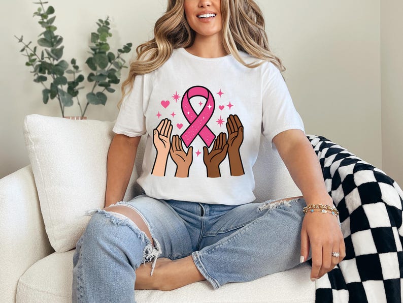 Breast Cancer Awareness Hands PNG | Pink Ribbon Unity Sublimation ...