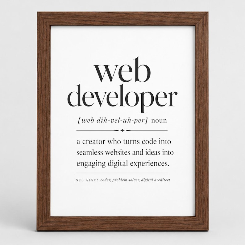 Framed definition of "web developer" with a concise description.