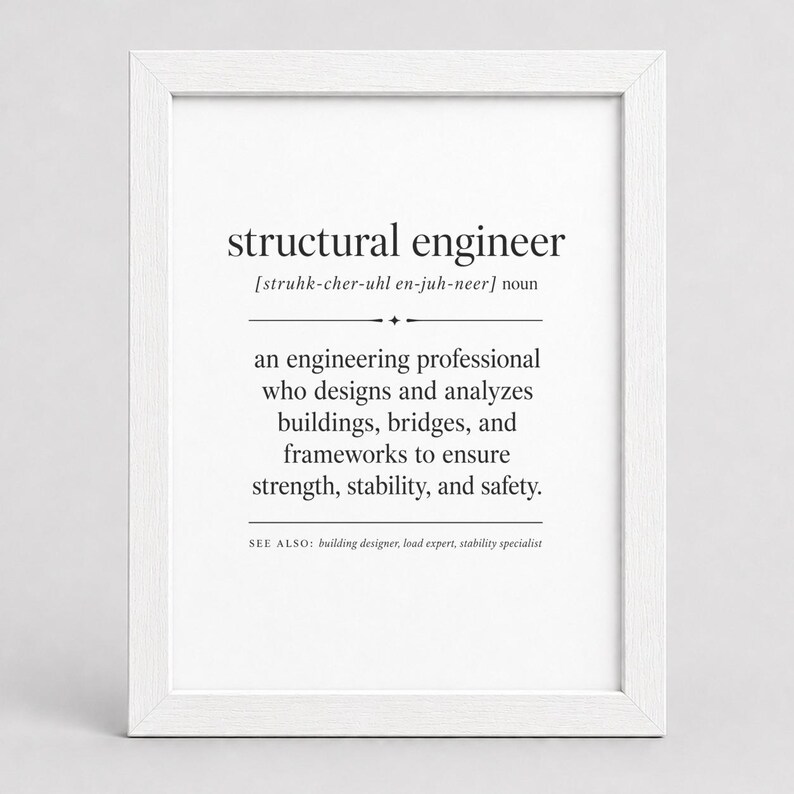 Definition of structural engineer with related terms in a white frame.