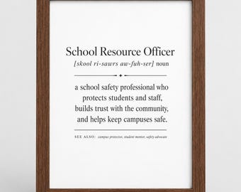 School Resource Officer Gift, SRO Wall Art, School Safety Officer Printable Definition, Officer Appreciation Thank You Digital Print