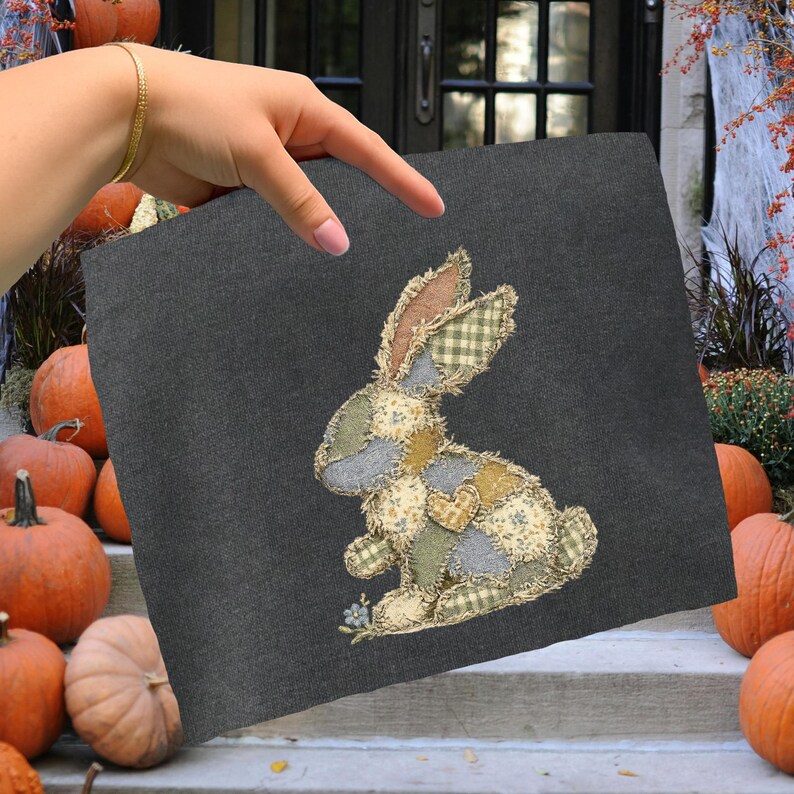 Digital Patchwork Bunny PNG, Cute Rabbit Clipart, Easter Design ...