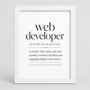 Web developer definition with sub-definitions and related terms.