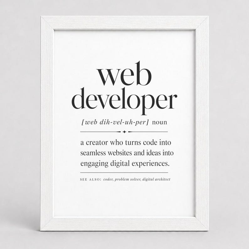 Web developer definition with sub-definitions and related terms.