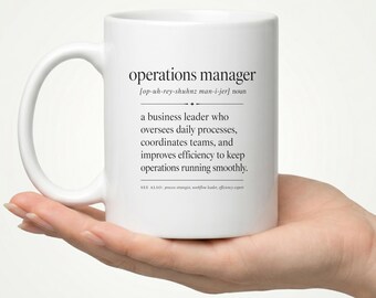 Operations Manager Definition Mug, Funny Boss Gift, New Job Promotion, Manager Appreciation Business Leader Coffee Cup