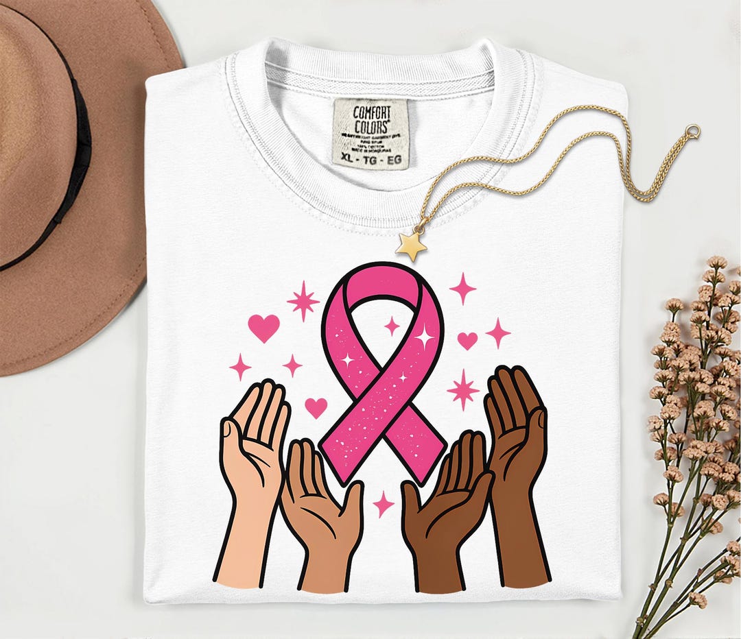 Breast Cancer Awareness Hands PNG | Pink Ribbon Unity Sublimation ...