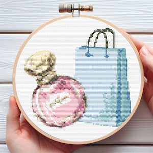 Perfume Bottle Cross Stitch Pattern - Downloadable Digital Printed PDF Design