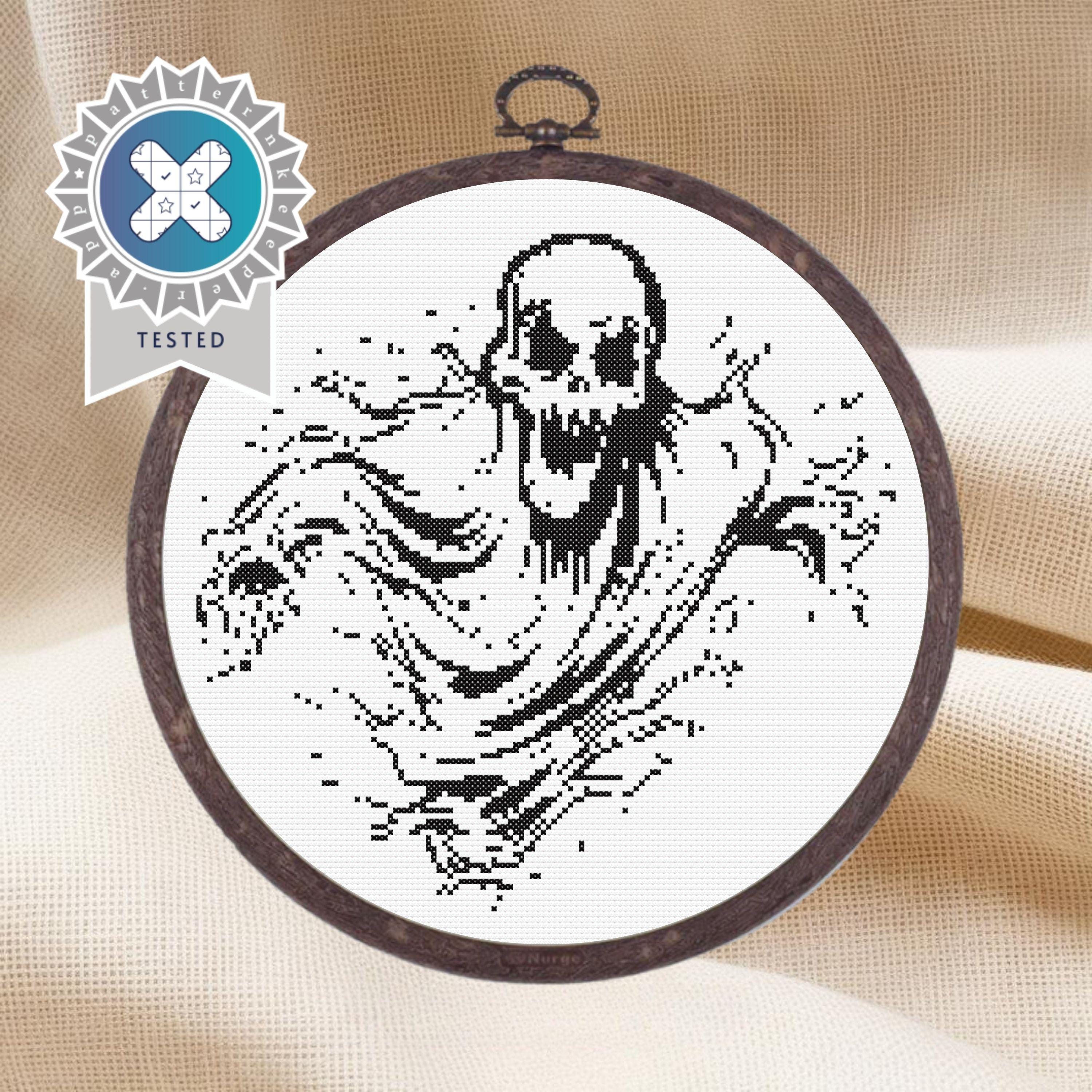 Scary Ghost Cross Stitch Pattern - Downloadable Digital Printed PDF ...