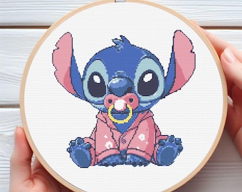 Baby Stitch Cross Stitch Pattern | Disney Holiday PDF Design