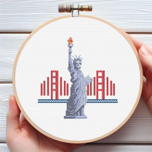 Statue de la liberté USA modèle de point de croix - modèle PDF imprimé numérique téléchargeable