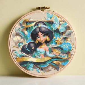 ジャスミンプリンセスのクロスステッチパターン、子供部屋の装飾