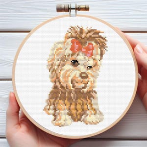 Yorkshire Terrier Kreuzstichmuster - Herunterladbares Digital gedrucktes PDF-Design