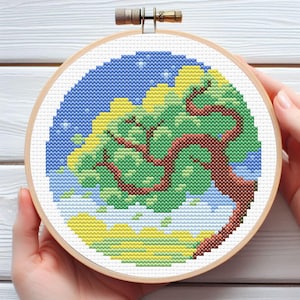 Summer Tree Cross Stitch Pattern - Downloadable Digital Printed PDF Design
