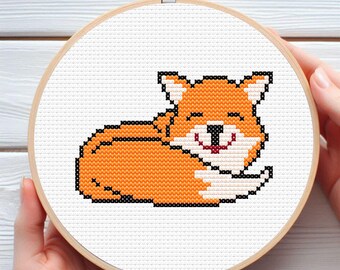 Easy Fox Cross Stitch Pattern - Downloadable Digital Printed PDF Design