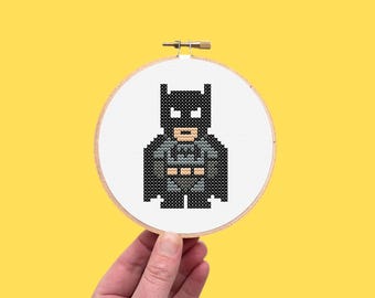 Super Hero (Mini) Cross Stitch Pattern - 5 Color Minimalist Superhero Theme - 25x37 Stitches PDF