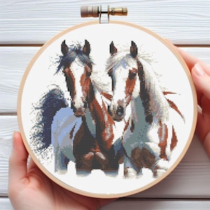 American Paint Horse Cross Stitch Pattern - Downloadable Digital Printed PDF Design