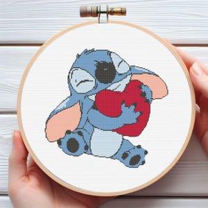 Love Stitch Cross Stitch Pattern | Romantic Disney Couple PDF | Anniversary Gift