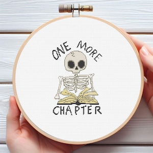 One More Chapter for Book lover Cross Stitch Pattern. Downloadable Digital Printed PDF Design