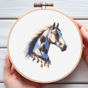 American Paint Horse Cross Stitch Pattern - Downloadable Digital Printed PDF Design