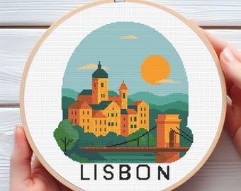 Lisbon Tram Cross Stitch Pattern – Portuguese Architecture (PDF)