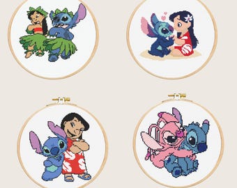 リロ・アンド・スティッチのクロスステッチパターン：初心者向け簡単