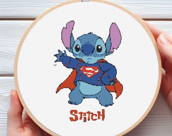Super Hero Stitch Cross Stitch Pattern - 8 Colors - Quick and Fun Project