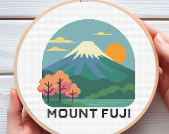 富士山クロスステッチキット、富士山刺繍、日本の火山ニードルポイント