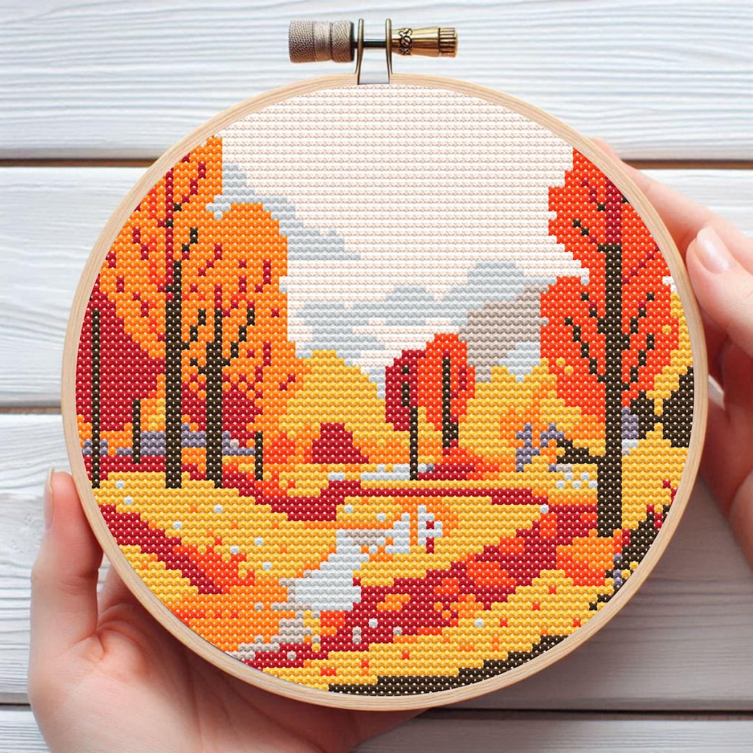 Autumn Season Cross Stitch Pattern - Downloadable Digital Printed PDF ...