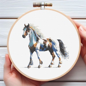 American Paint Horse Cross Stitch Pattern - Downloadable Digital Printed PDF Design
