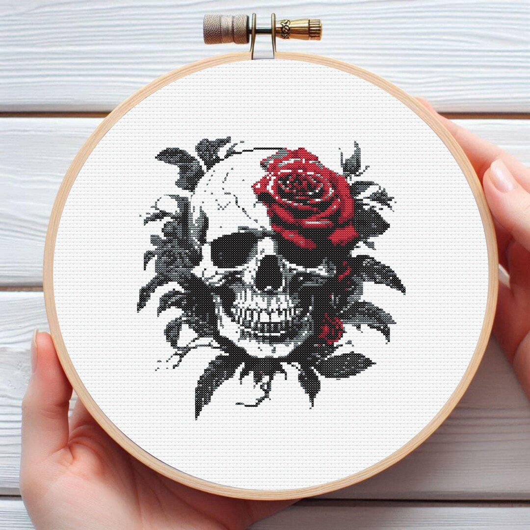 Skull and Rose Cross Stitch Pattern: Gothic Art (PDF Pattern) - Etsy