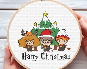 Patrón de punto de cruz navideño de mago – Tema mágico de vacaciones (PDF)