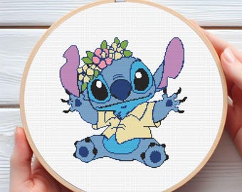 Lilo & Stitch Kreuzstichmuster | Sommer Strand Design (PDF)