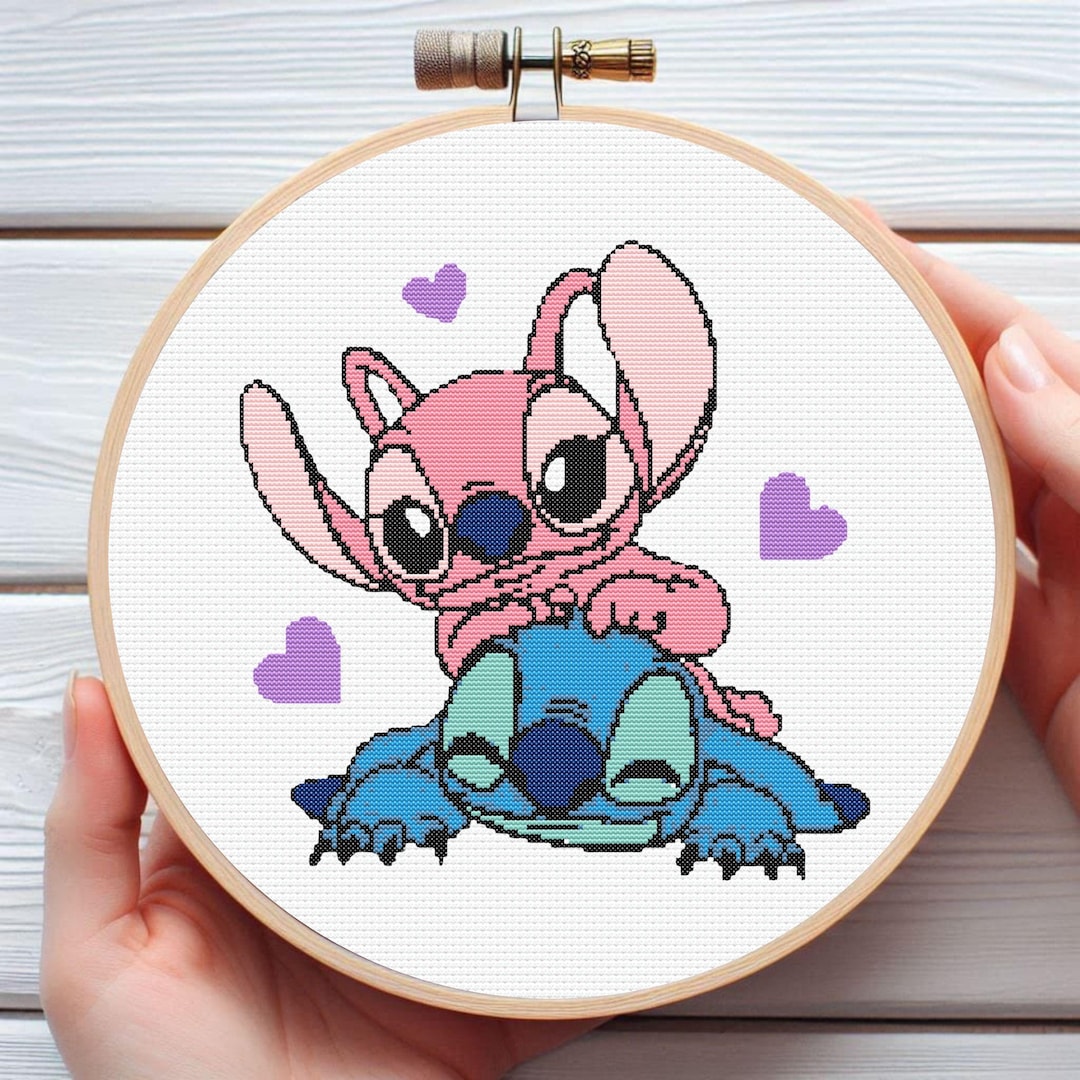 Stitch and Angel Cross Stitch Pattern | 140x140 Stitches | 9 Colors ...