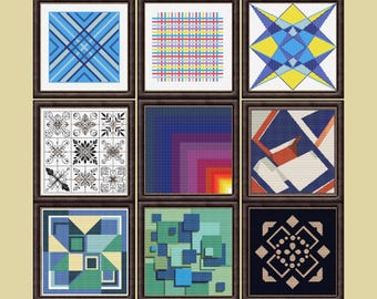 Modernes geometrisches Kreuzstichmuster - Herunterladbares Digital gedrucktes PDF-Design