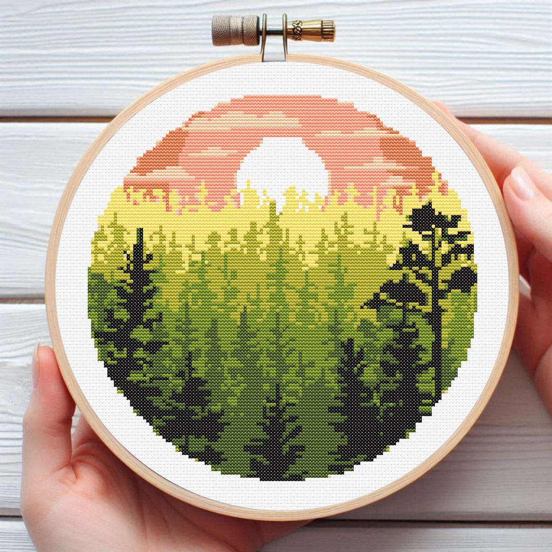 Easy Forest Landscape Cross Stitch Pattern - Downloadable Digital ...