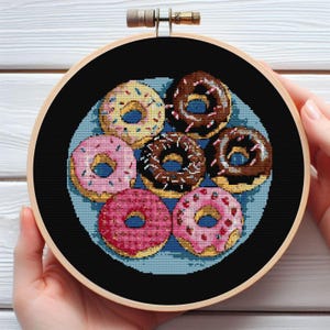 American Donuts Cross Stitch Pattern - Downloadable Digital Printed PDF Design